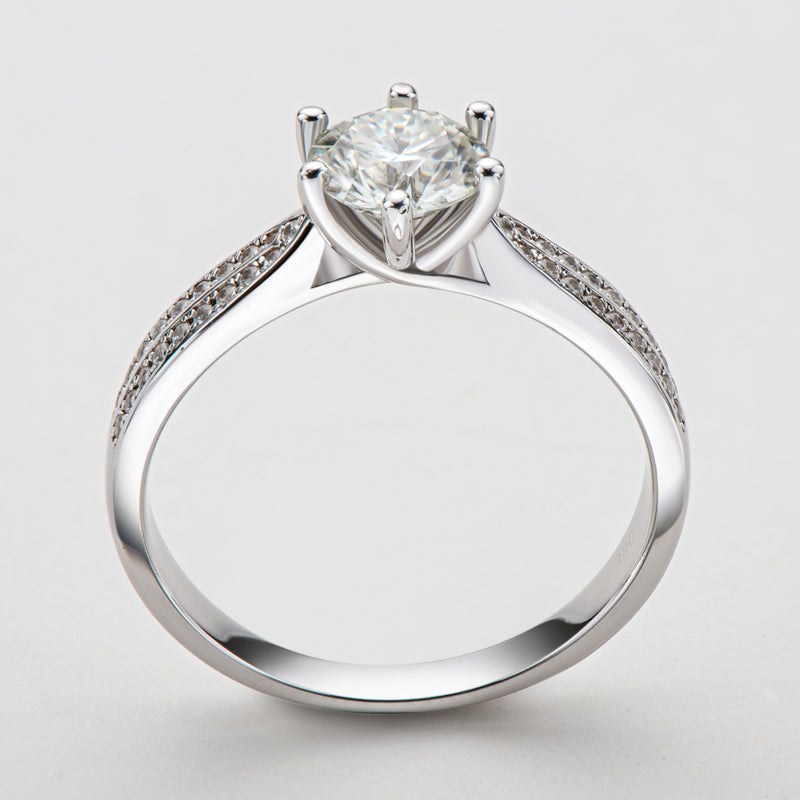 925 Sterling Silver Classic Six Prong Round Cut CZ  Ring 12