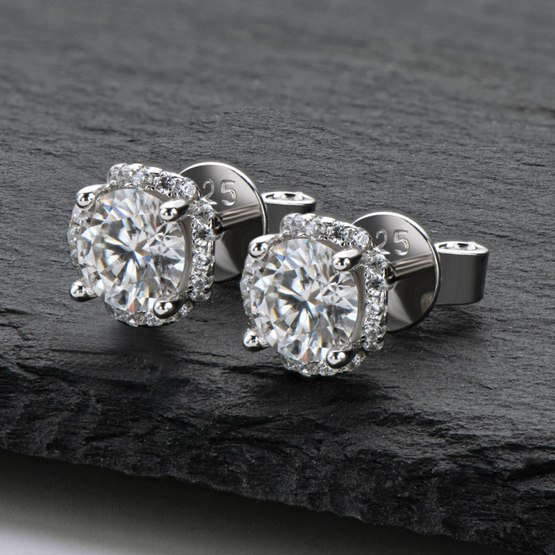 925 Sterling Silver Classic Round Cut Stud Earrings 2