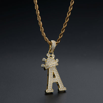 925 Sterling Silver Round Cut Created Diamond Hip Hop Micro Pave The Letter A Pendant Necklace 6