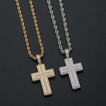 925 Sterling Silver Personalized Multilayer Cross Long Chain Cool Pendant Necklace 6