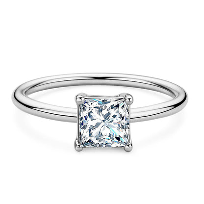 925 Sterling Silver Solitaire Princess Cut CZ Ring 1