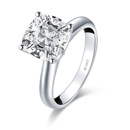 925 Sterling Silver Cushion CZ Solitaire Ring 1