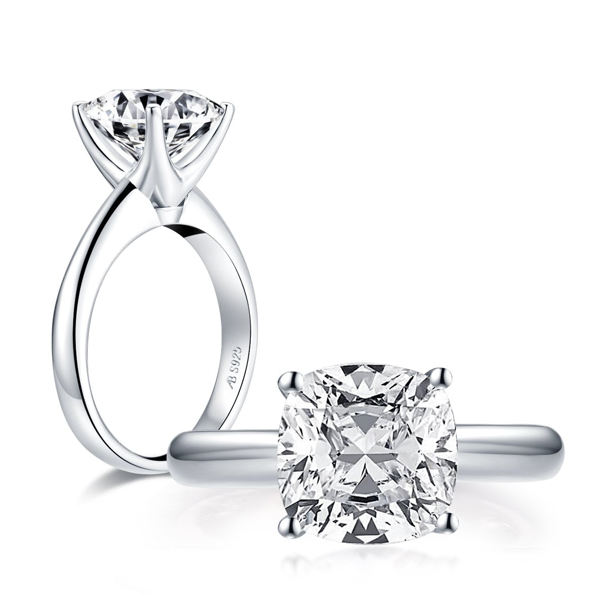 925 Sterling Silver Cushion CZ Solitaire Ring 3