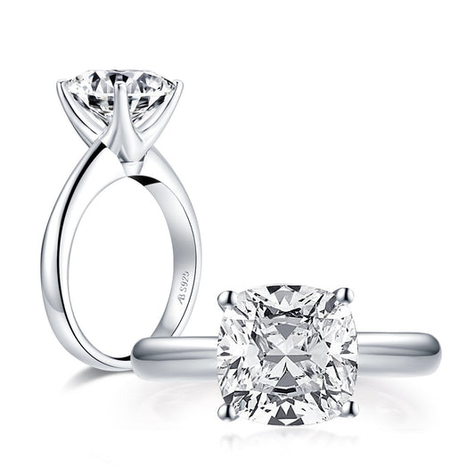 925 Sterling Silver Cushion CZ Solitaire Ring 3