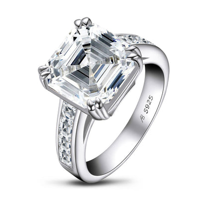 925 Sterling Silver Asscher Cut Created Diamond  Ring 4