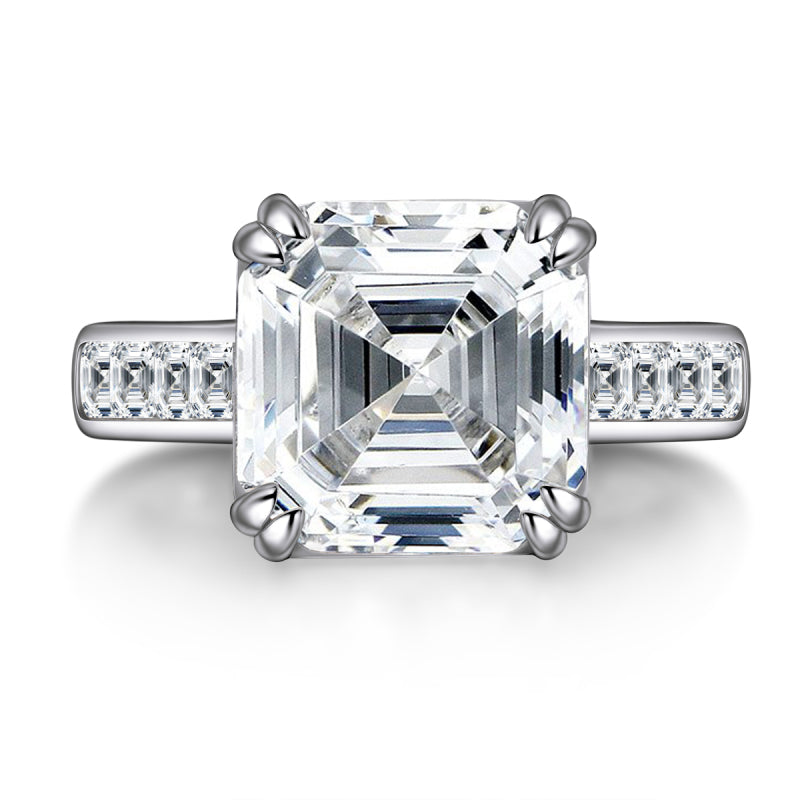 925 Sterling Silver Asscher Cut Created Diamond  Ring 3