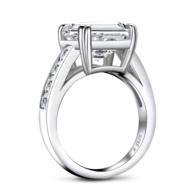 925 Sterling Silver Asscher Cut Created Diamond  Ring 5