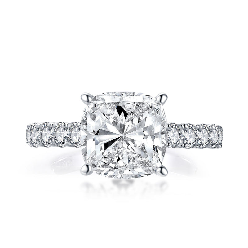 925 Sterling Silver Classic Cushion Cut CZ Diamond Ring 3