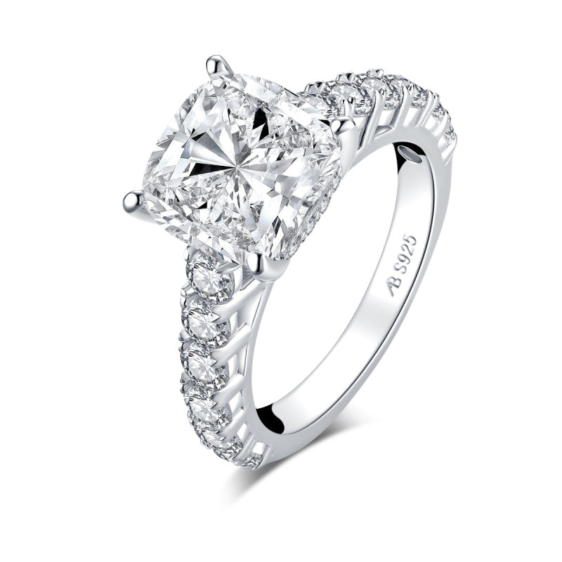 925 Sterling Silver Classic Cushion Cut CZ Diamond Ring 2