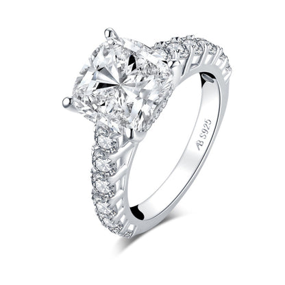 925 Sterling Silver Classic Cushion Cut CZ Diamond Ring 2