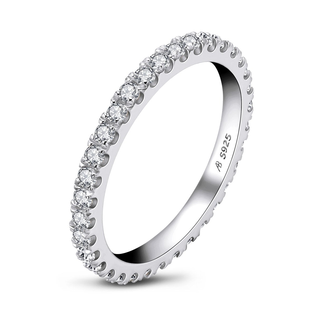 925 Sterling Silver Infinity Created CZ Eternity Ring 1