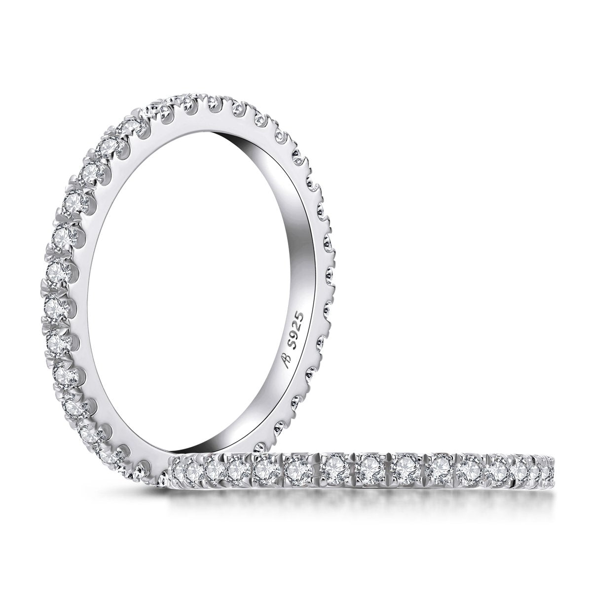 925 Sterling Silver Infinity Created CZ Eternity Ring 8