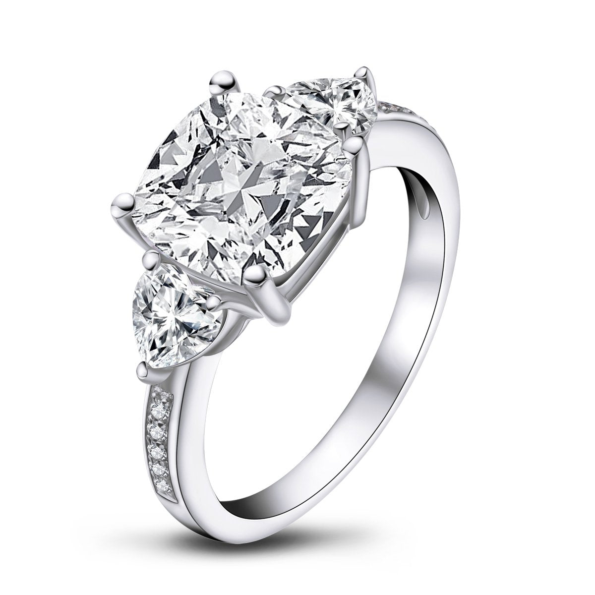 925 Sterling Silver Cushion CZ Stone Ring 4