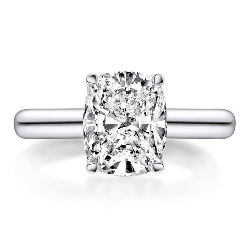 925 Sterling Silver Cushion Cut CZ Solitaire Ring 3