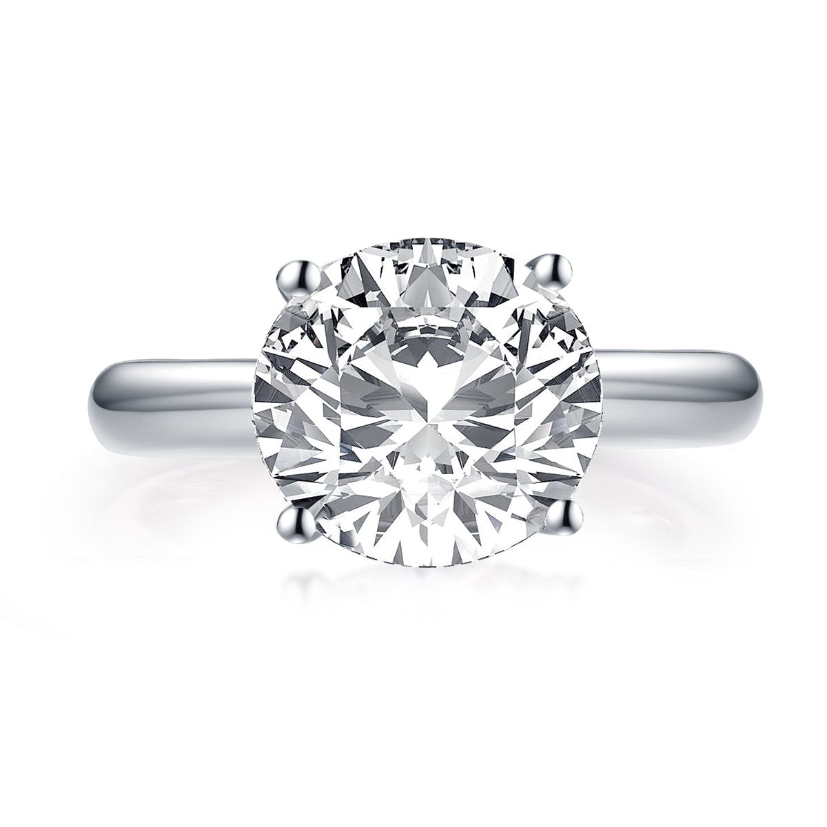 925 Sterling Silver Princess & Cushion & Round & Asscher Cut Created White Diamond Solitaire Ring 5