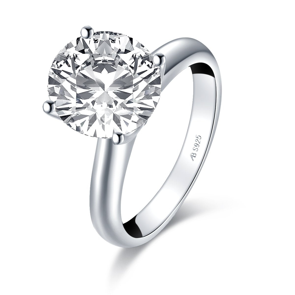 925 Sterling Silver Princess & Cushion & Round & Asscher Cut Created White Diamond Solitaire Ring 4