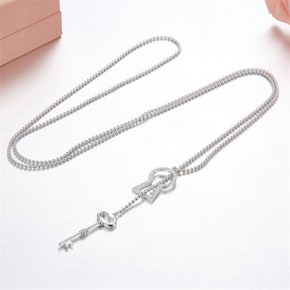 925 Sterling Silver Time Key Chain Fashion Necklace 8