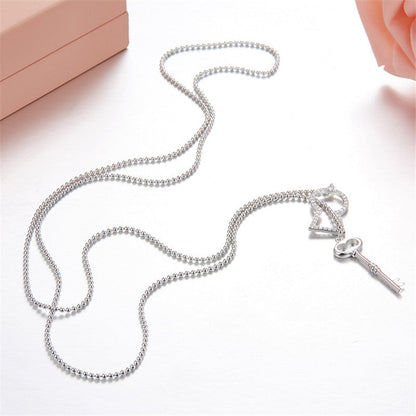 925 Sterling Silver Time Key Chain Fashion Necklace 6