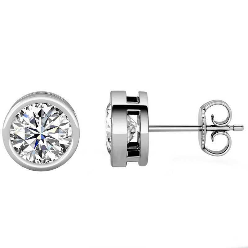 925 Sterling Silver Round Cut Cubic Zirconia Stud Earrings 4