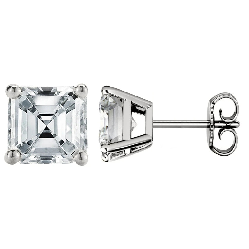 925 Sterling Silver  Asscher Cut Cubic Zirconia Stud Earrings 7