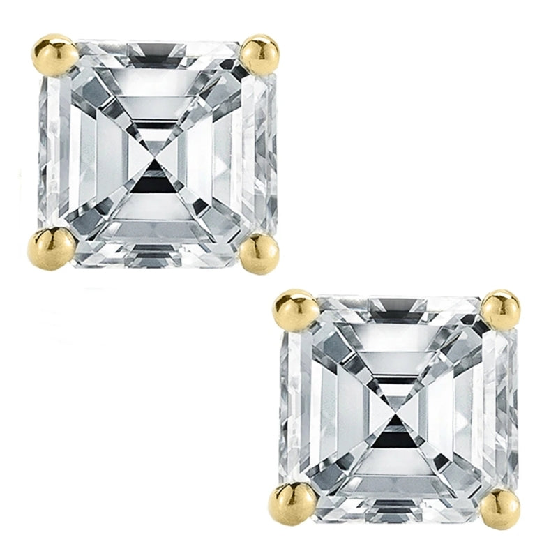 925 Sterling Silver  Asscher Cut Cubic Zirconia Stud Earrings 2