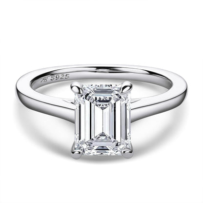 925 Sterling Silver Emerald Cut CZ Solitaire Ring 3