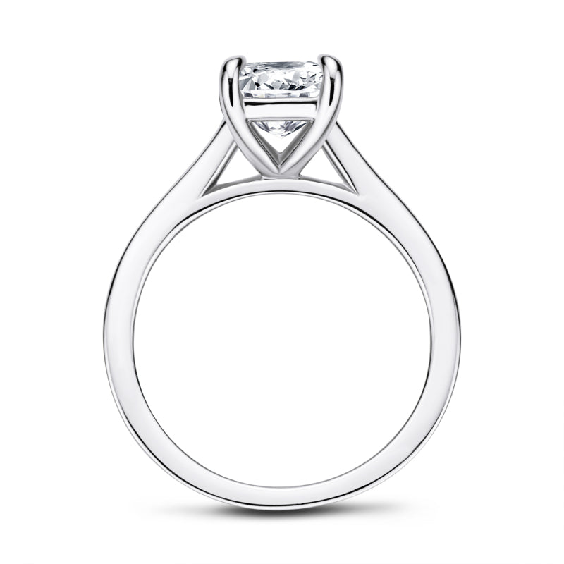 925 Sterling Silver Emerald Cut CZ Solitaire Ring 12