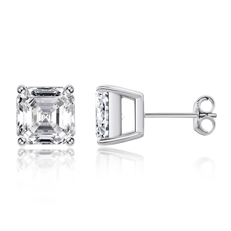 925 Sterling Silver  Asscher Cut Cubic Zirconia Stud Earrings 4