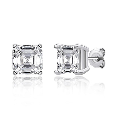 925 Sterling Silver  Asscher Cut Cubic Zirconia Stud Earrings 5