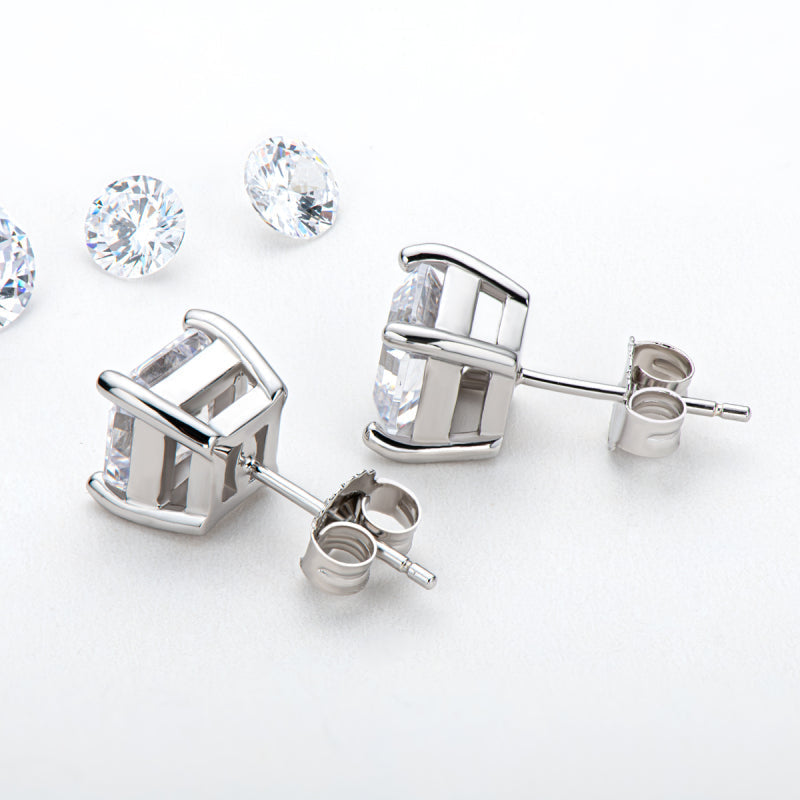 925 Sterling Silver  Asscher Cut Cubic Zirconia Stud Earrings 14