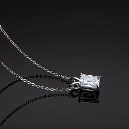 925 Sterling Silver Emerald Cut  Created CZ Pendant Necklace 5