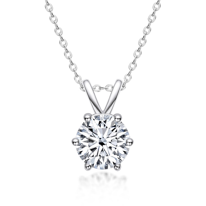 925 Sterling Silver Round Cut 2.0ct Created CZ Pendant Necklace 1