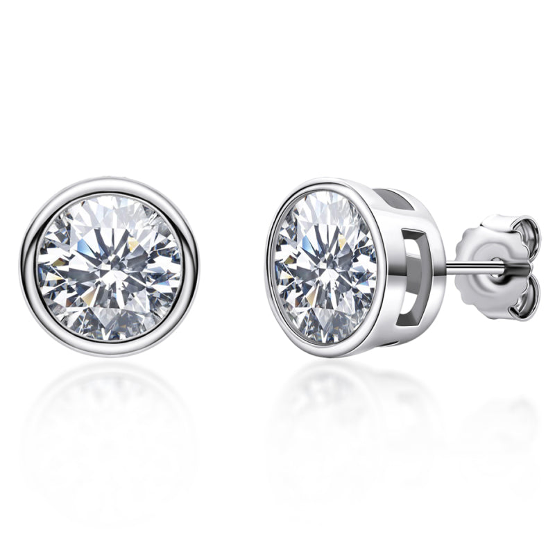 925 Sterling Silver Round Cut Cubic Zirconia Stud Earrings 3