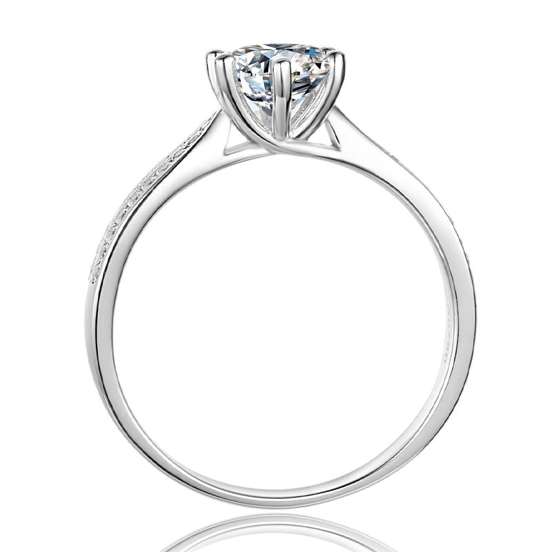 925 Sterling Silver Classic Six Prong Round Cut CZ  Ring 3