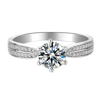 925 Sterling Silver Classic Six Prong Round Cut CZ  Ring 2