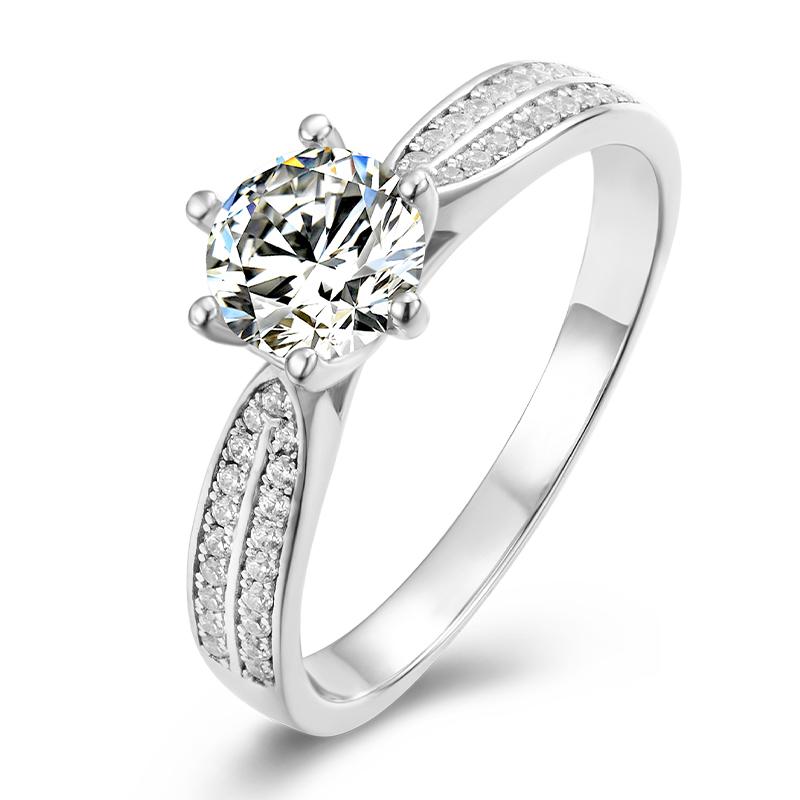 925 Sterling Silver Classic Six Prong Round Cut CZ  Ring 1