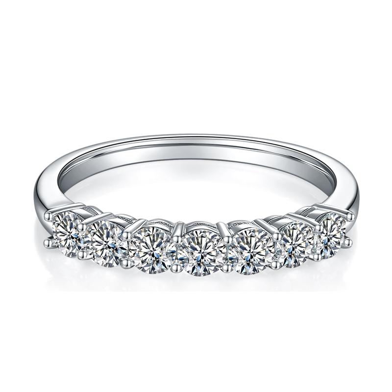 925 Sterling Silver Round Cut CZ Half Eternity Ring 3