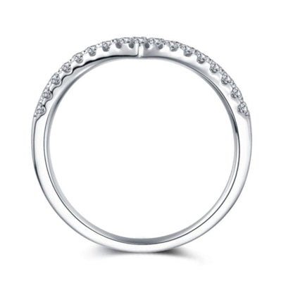 925 Sterling Silver V-Shape Round Cut CZ Ring 2