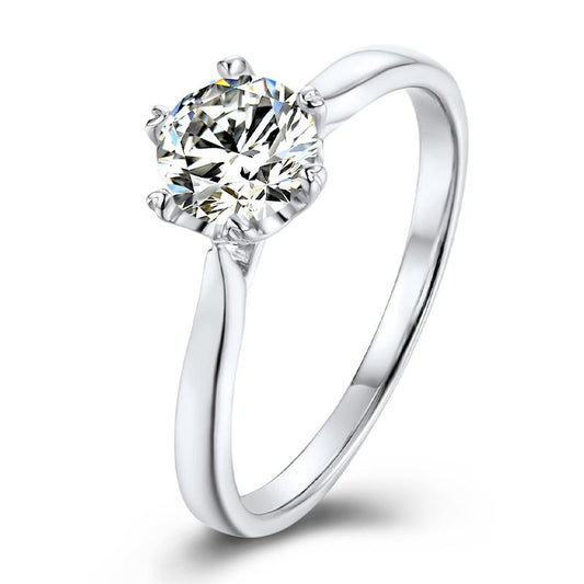 925 Sterling Silver Solitaire Round Cut Cz Ring 1