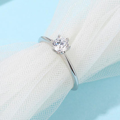 925 Sterling Silver Round Cut CZ Solitaire Ring 4