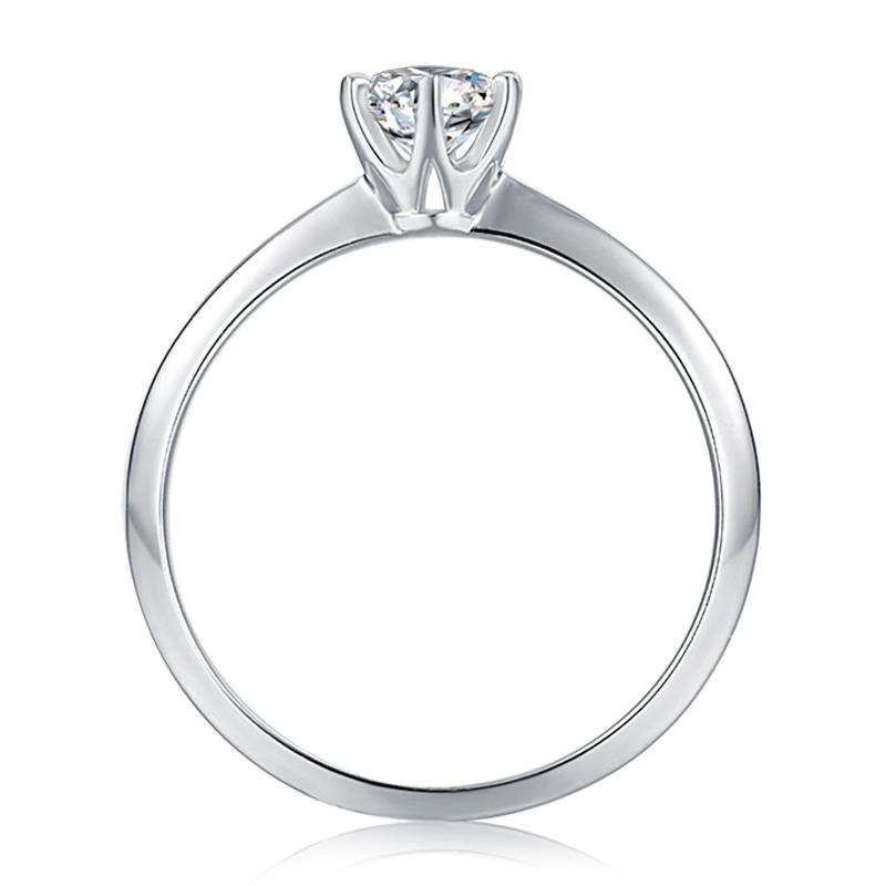 925 Sterling Silver Round Cut CZ Solitaire Ring 6