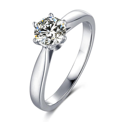 925 Sterling Silver Round Cut CZ Solitaire Ring 1