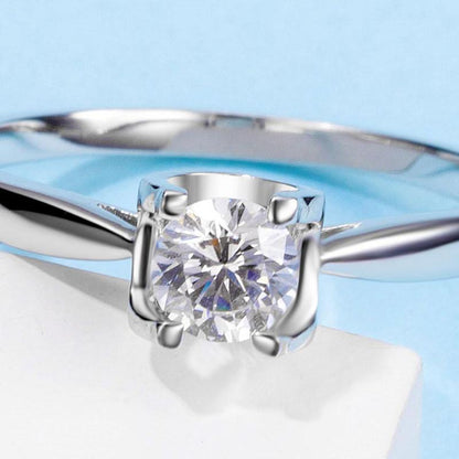 925 Sterling Silver Round Cut CZ Solitaire Ring 6