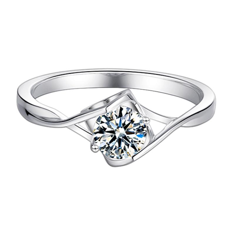 925 Sterling Silver Round Cut CZ Diamond Angel Kiss Ring 1