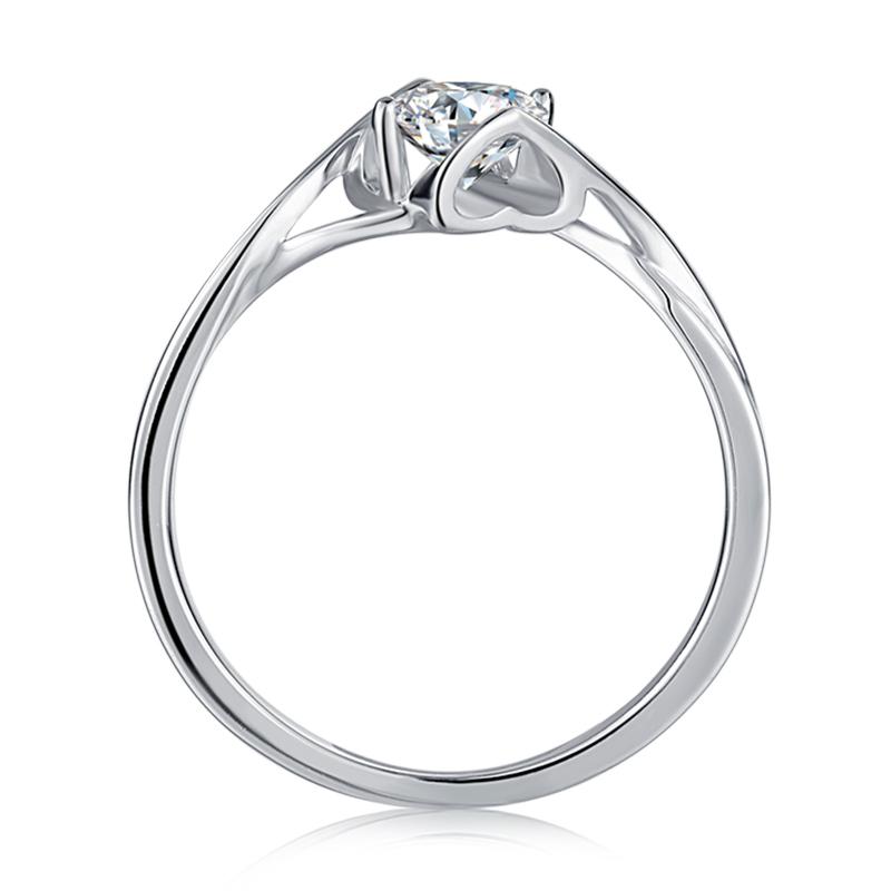 925 Sterling Silver Round Cut CZ Diamond Angel Kiss Ring 2