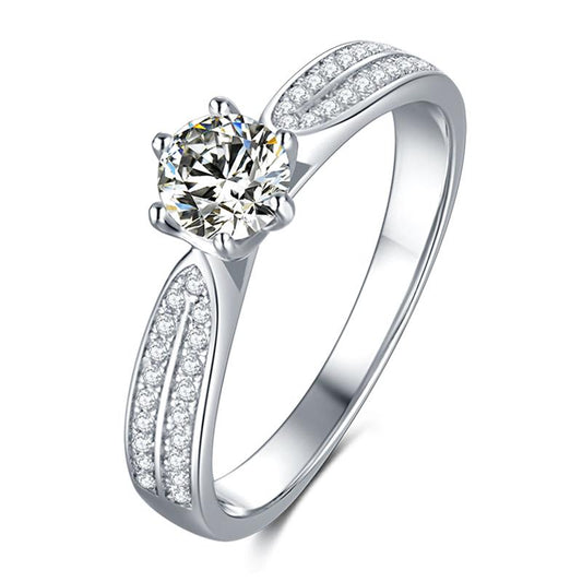 925 Sterling Silver Round Cut CZ Star Queen Ring 1