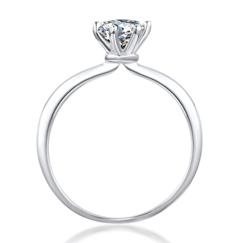 925 Sterling Silver Round Cut CZ Solitaire Ring 6