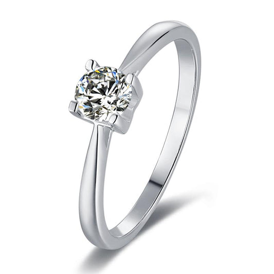 925 Sterling Silver Round Cut CZ Solitaire Ring 1