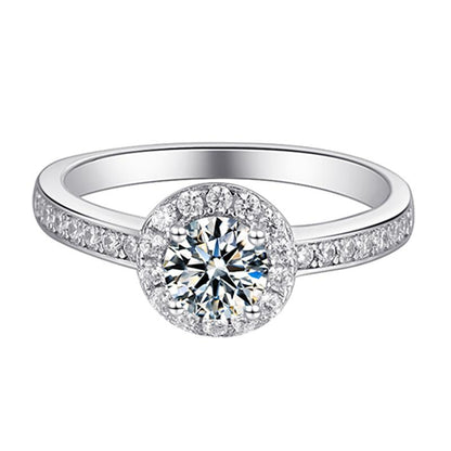 925 Sterling Silver Classic Round Cut CZ Halo Ring 4