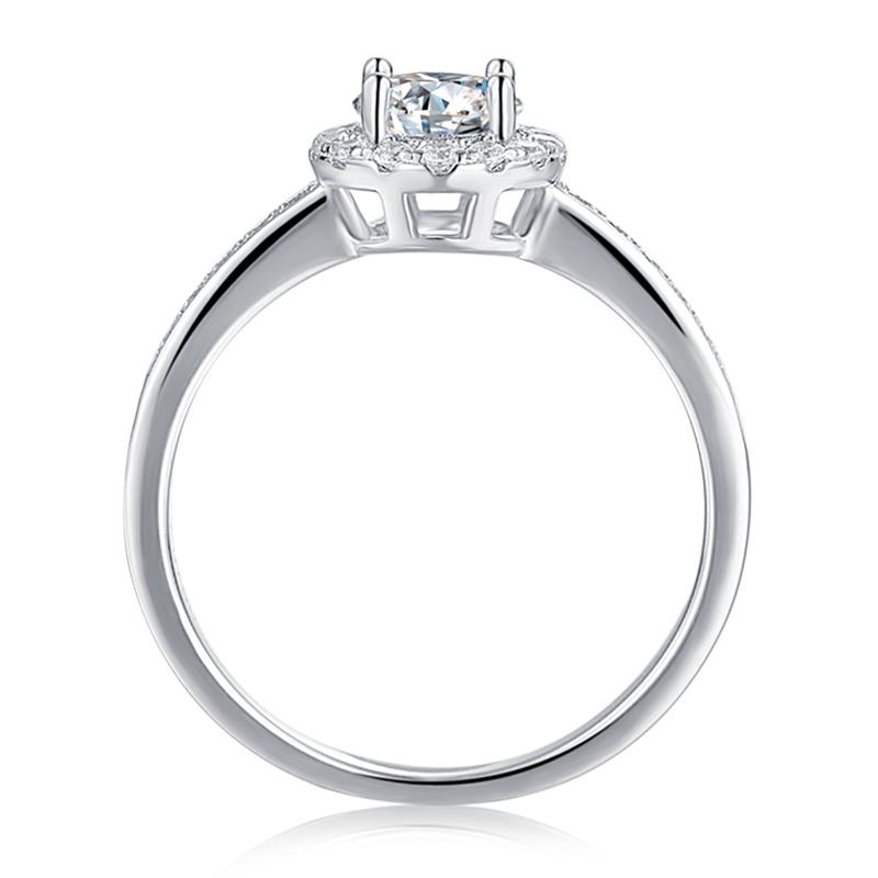 925 Sterling Silver Classic Round Cut CZ Halo Ring 3